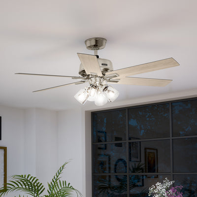 52 inch Fonthill ENERGY STAR® HunterExpress Brushed Nickel Ceiling Fan with LED Light Kit and Handheld Remote