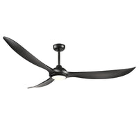 Wynleaf 72'' 3 Blades Matte Black Led indoor & Outdoor DC Ceiling Fan With Wall Control