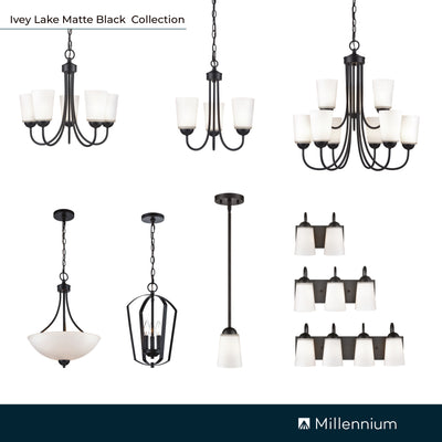 15.5'' Ivey Lake Matte Black 3 Light Chandelier