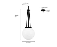 24'' Vellin Matte Black 1 Light Pendant