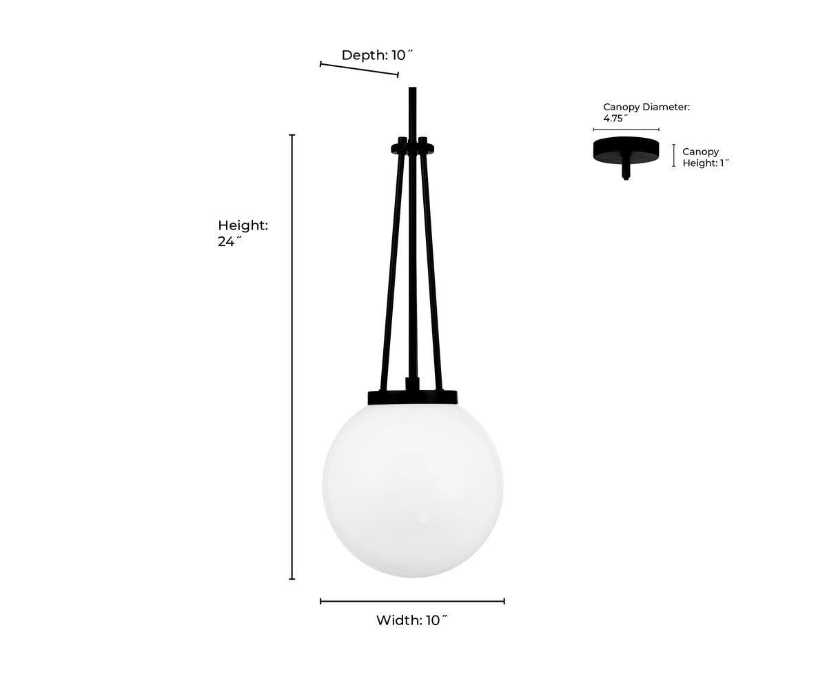 24'' Vellin Matte Black 1 Light Pendant