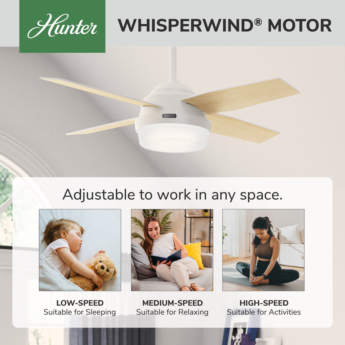 44 inch Dempsey Fresh White Ceiling Fan with LED Light Kit and Handheld Remote