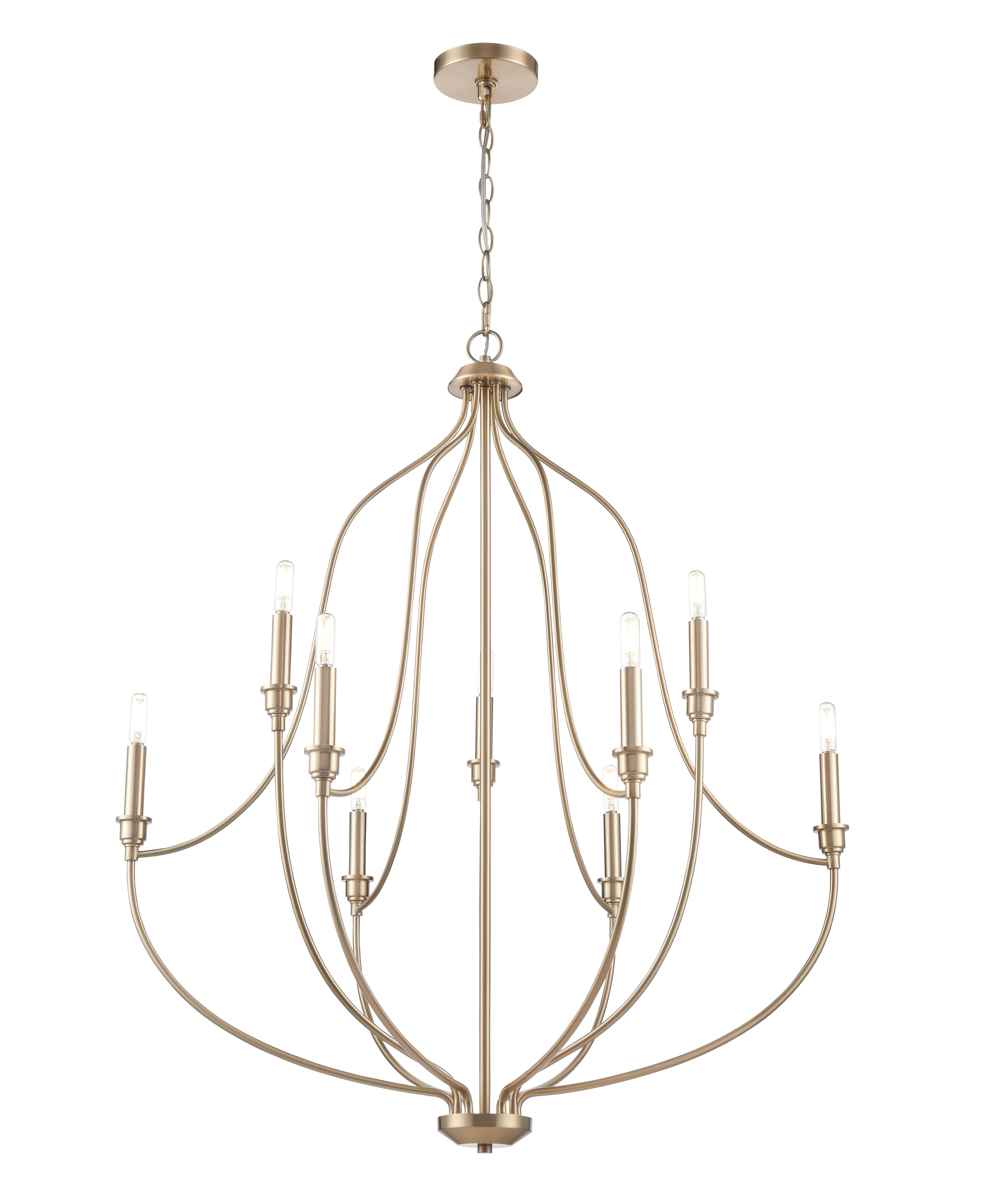 37.25'' Senoia Modern Gold 9 Light Chandelier