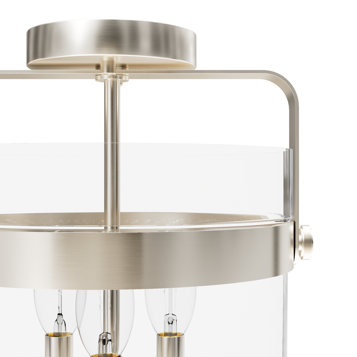 Karloff 11.75-inch 3-light Brushed Nickel Semi-Flush Mount with Clear Glass