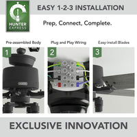 52 inch Techne Wi-Fi HunterExpress Matte Black Ceiling Fan with LED Light Kit and Handheld Remote