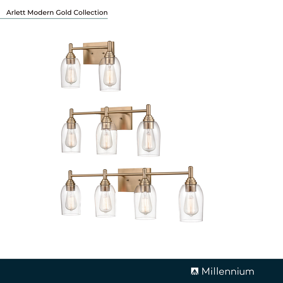 22'' Arlett Modern Gold 3 Light Bath Vanity