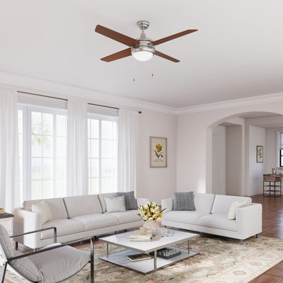 50 Inch Europa AC Brushed Nickel Indoor Ceiling Fan 4-Blade Reversible