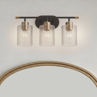 20.25'' Renitta Matte Black/Modern Gold 3 Light Bath Vanity
