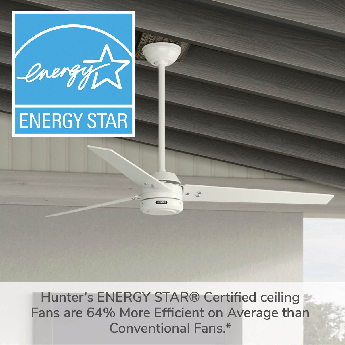 60 inch Cassius ENERGY STAR® Fresh White Damp Rated Ceiling Fan and Wall Control