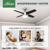 44 inch Dempsey Brushed Nickel Ceiling Fan with LED Light Kit and Handheld Remote