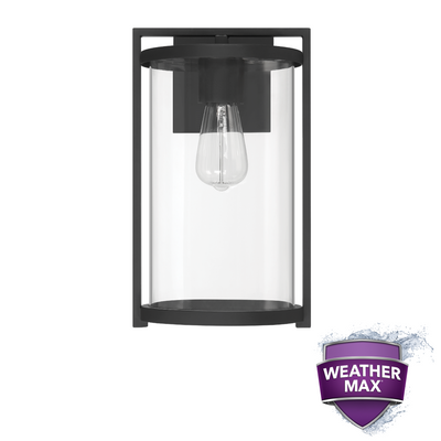 Astwood 14-inch 1-light Matte Black Outdoor Wall Light with Clear Glass