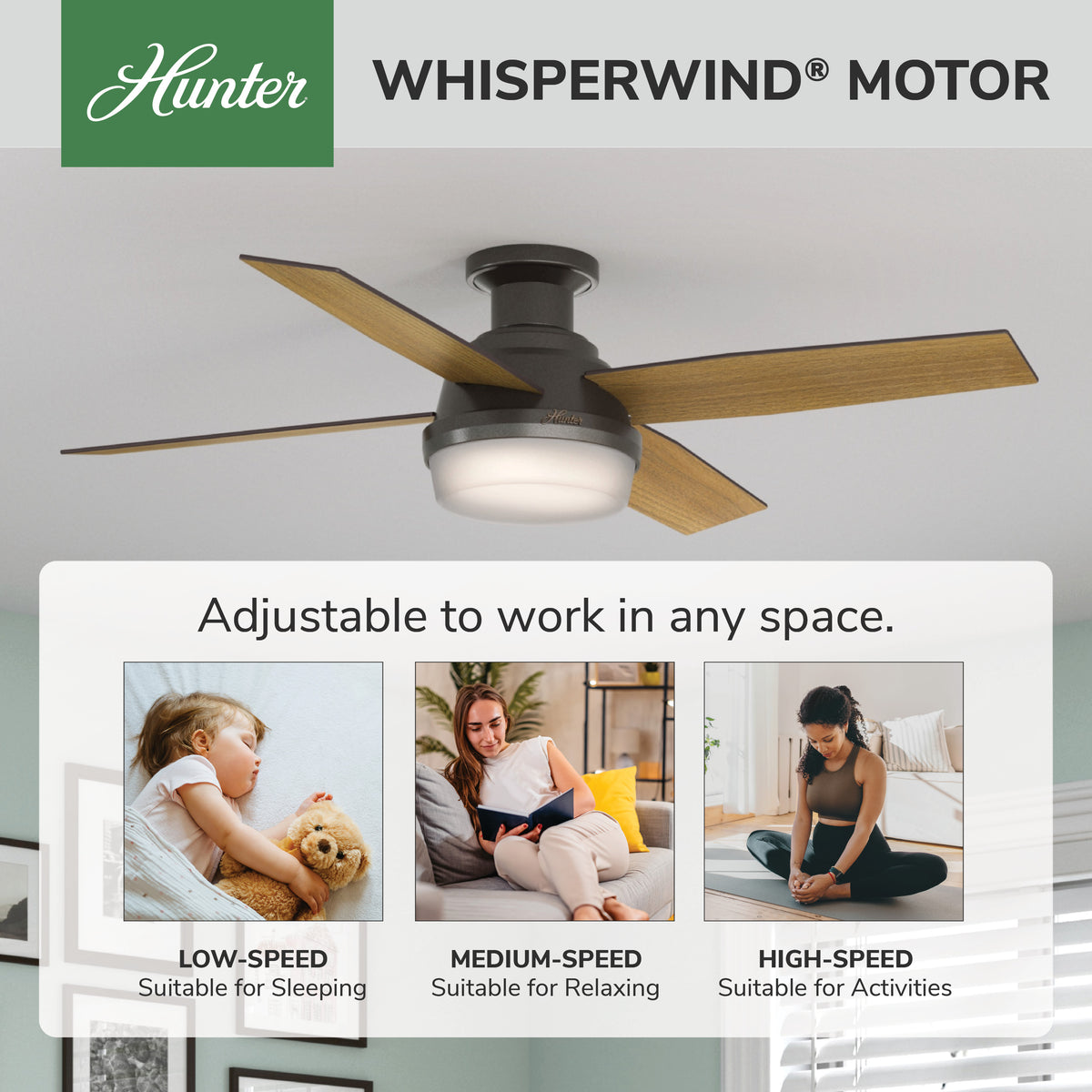 52 inch Dempsey Noble Bronze Low Profile Ceiling Fan with LED Light Kit and Handheld Remote