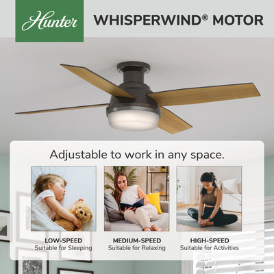 52 inch Dempsey Noble Bronze Low Profile Ceiling Fan with LED Light Kit and Handheld Remote