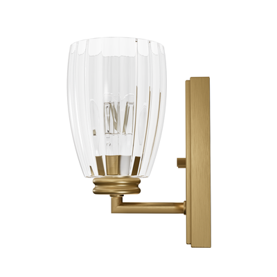 Rossmoor 9-inch 1-light Luxe Gold Wall Sconce with Clear Fluted Glass