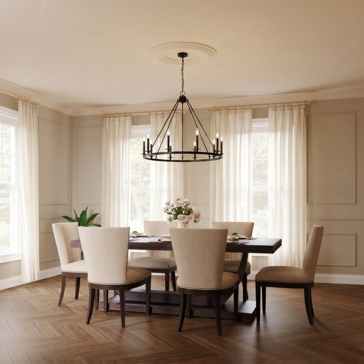 36-inch Florence Matte Black 10-Light Chandelier