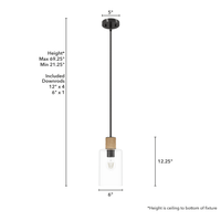 Vanning 6-inch 1-light Noble Bronze and Natural Sisal Rope Pendant with Clear Glass