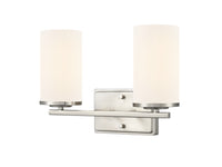 14-inch Verlana Brushed Nickel 2-Light Etched White Glass Bathroom Vanity Light