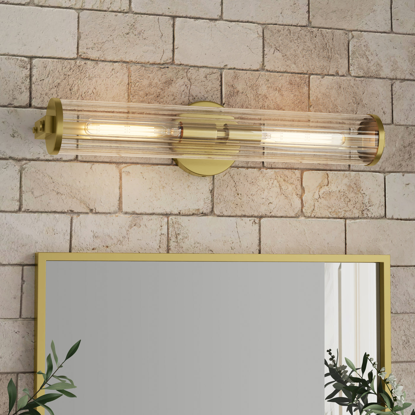 22.75'' Cylora Vintage Brass 2 Vanity Light