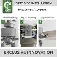 52 inch Techne Wi-Fi HunterExpress Matte Silver Ceiling Fan with LED Light Kit and Handheld Remote