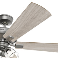 52 inch Crestfield HunterExpress Matte Silver Ceiling Fan with LED Light Kit and Pull Chain