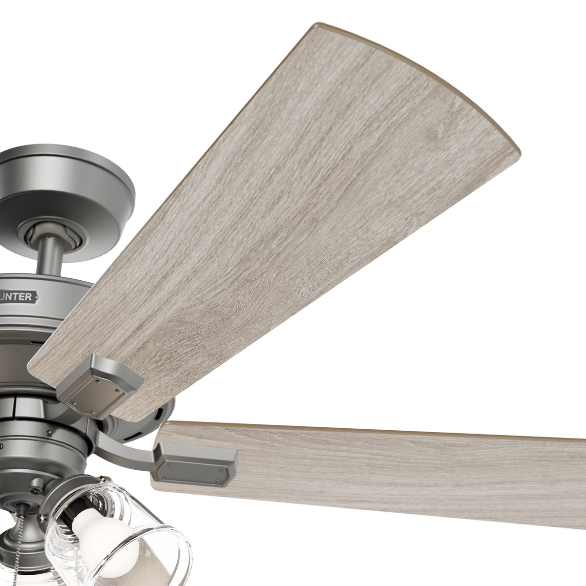 52 inch Crestfield HunterExpress Matte Silver Ceiling Fan with LED Light Kit and Pull Chain