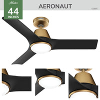 44 inch Aeronaut  Wi-Fi ENERGY STAR® Luxe Gold Damp Rated Ceiling Fan with LED Light Kit and Handheld Remote