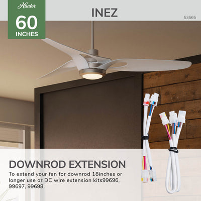 Casablanca 60 inch Inez ENERGY STAR® Brushed Nickel Damp Rated Ceiling Fan with LED Light Kit and Wall Control and Handheld Remote