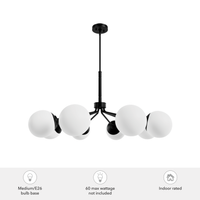 Hepburn 40-inch 8-light Matte Black Chandelier with Cased White Glass