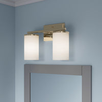 14-inch Verlana Modern Gold 2-Light Etched White Glass Bathroom Vanity Light