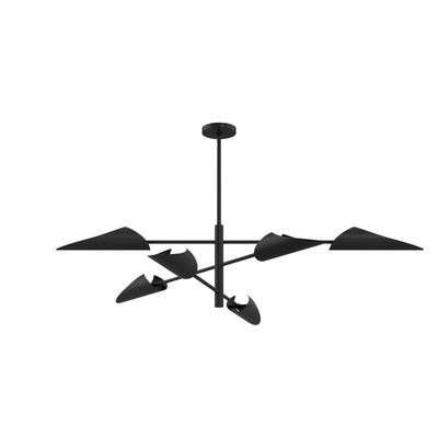 Merian 60-inch 6-light Matte Black Chandelier with Matte Black Metal Shade