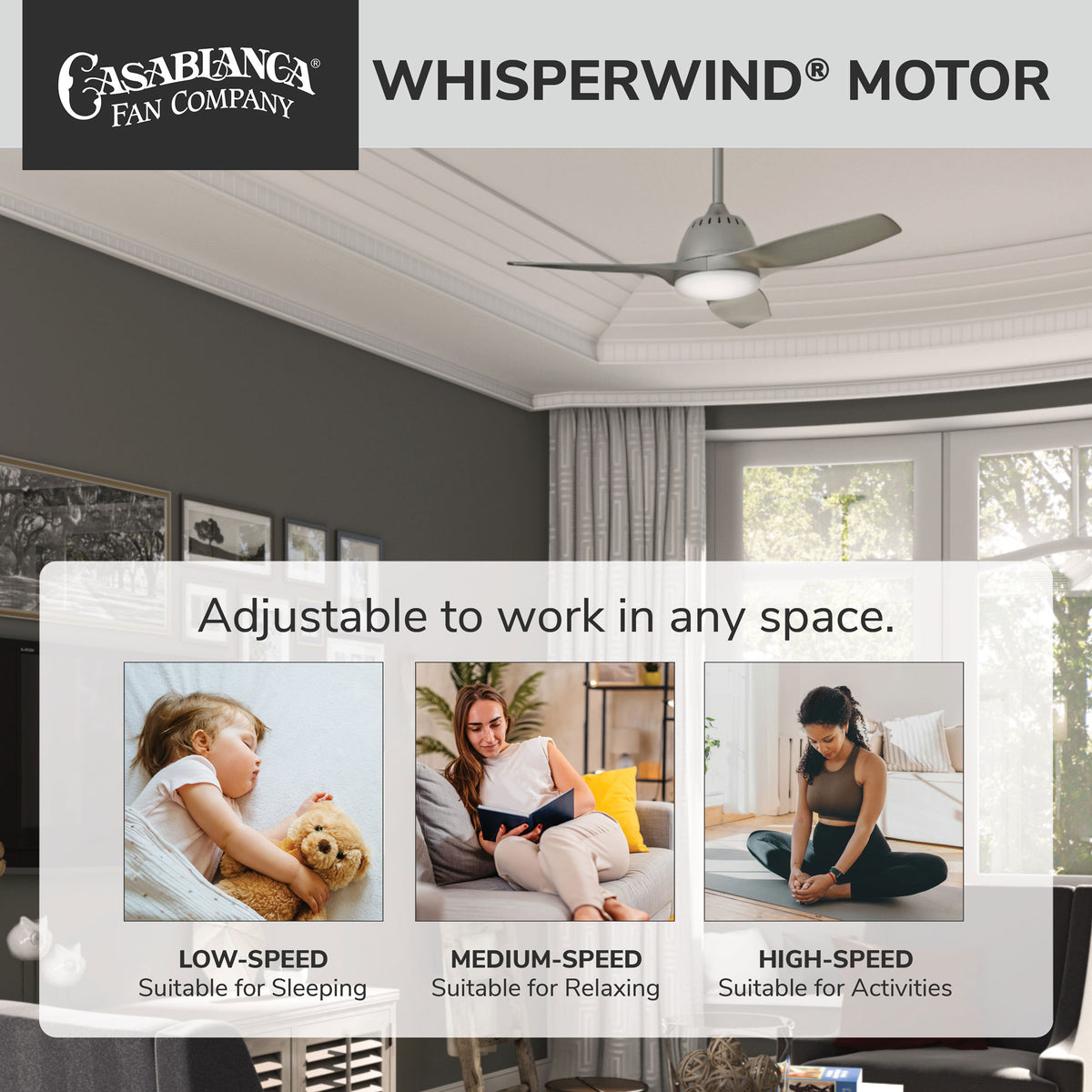 Casablanca 44 inch Wisp Painted Pewter Ceiling Fan with LED Light Kit and Handheld Remote