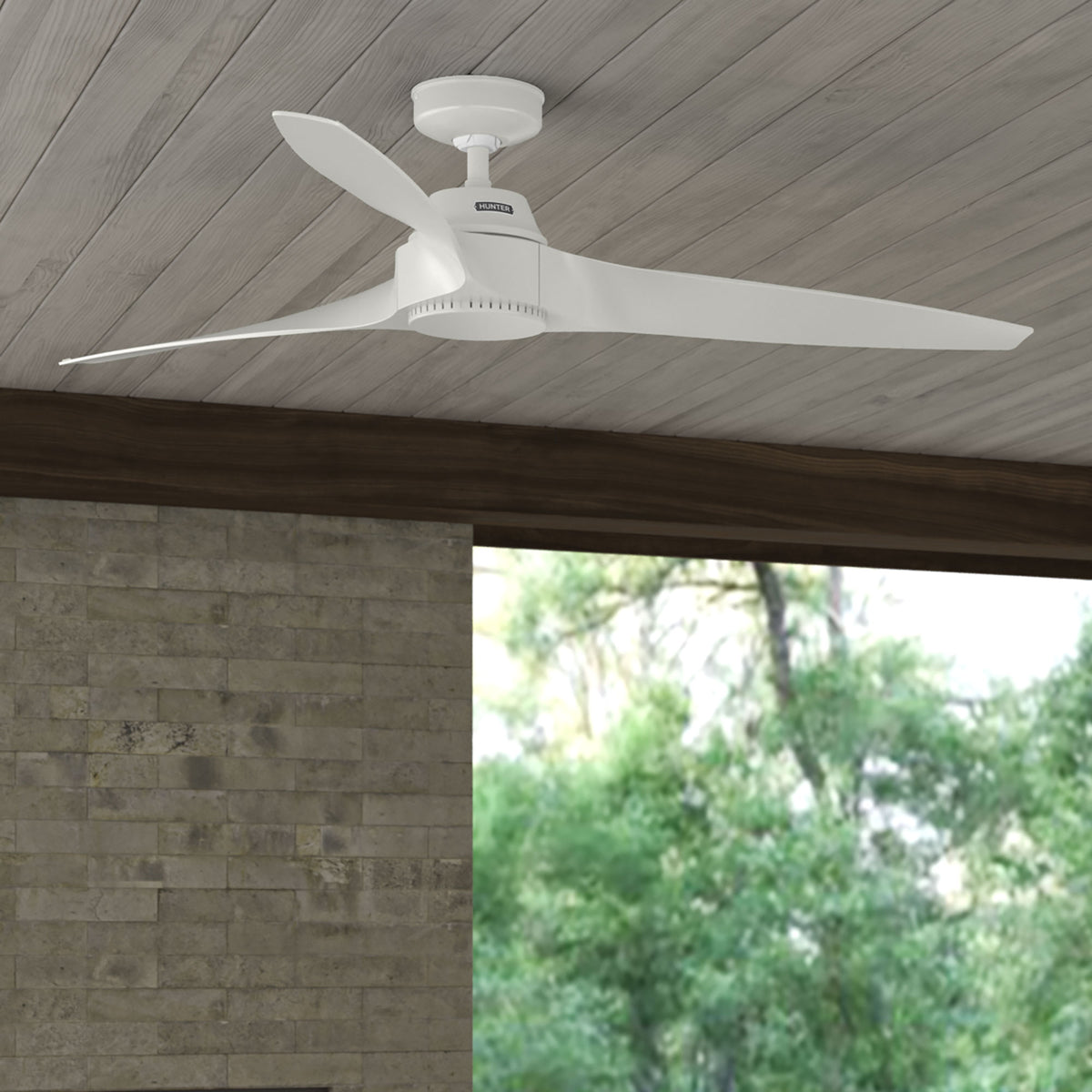 60 inch Mosley ENERGY STAR® Fresh White Damp Rated Ceiling Fan and Wall Control