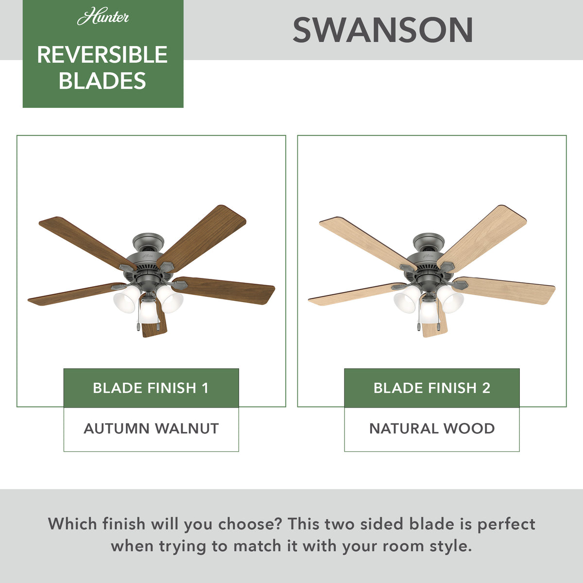 52 inch Swanson Matte Silver Ceiling Fan with LED Light Kit