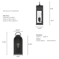 Kendra Bell 15-inch 1-light Matte Black Outdoor Wall Light with Clear Glass