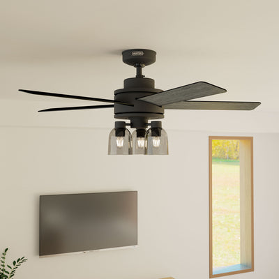 52 inch Lochemeade Matte Black Ceiling Fan with LED Light Kit and Handheld Remote