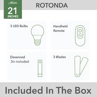20 inch Rotonda Matte Black Ceiling Fan with LED Light Kit and Handheld Remote