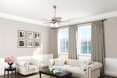 44 inch Crystal Peak Brushed Nickel Ceiling Fan with LED Light Kit and Pull Chain