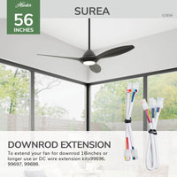 Casablanca 56 inch Surea ENERGY STAR® Matte Black Damp Rated Ceiling Fan with LED Light Kit and Wall Control and Handheld Remote