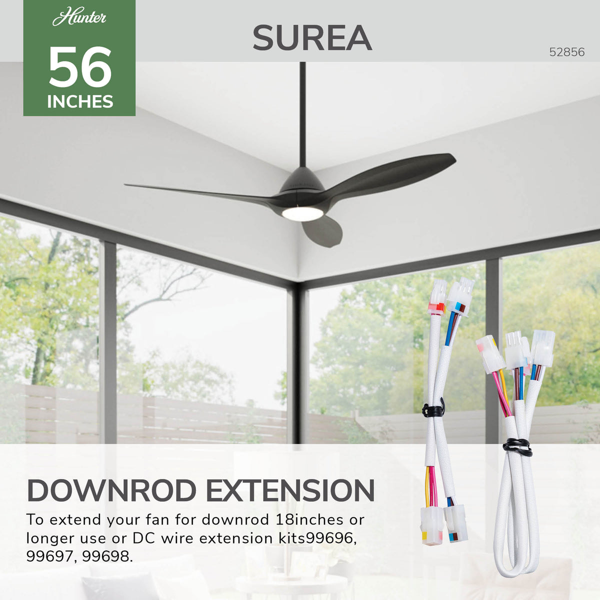 Casablanca 56 inch Surea ENERGY STAR® Matte Black Damp Rated Ceiling Fan with LED Light Kit and Wall Control and Handheld Remote
