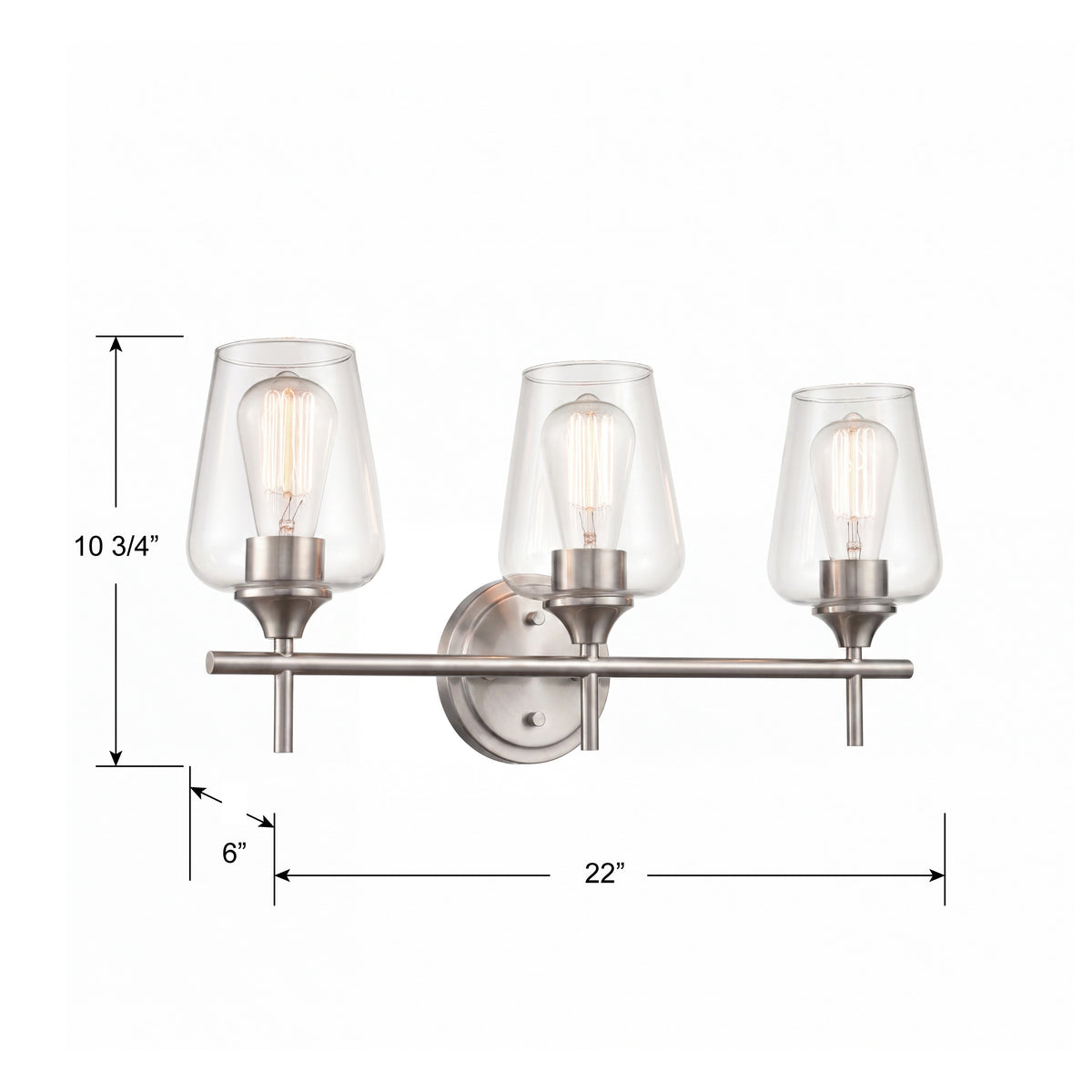 22'' Ashford Brushed Nickel 3 Light Bath Vanity