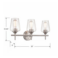 22'' Ashford Brushed Nickel 3 Light Bath Vanity