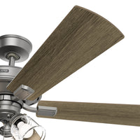 52 inch Crestfield HunterExpress Matte Silver Ceiling Fan with LED Light Kit and Pull Chain