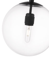 12-inch Kairo Matte Black 1-Light Clear Glass Pendant Light