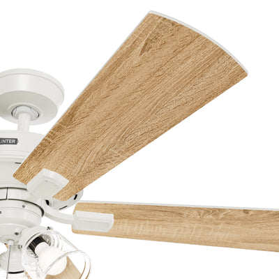 52 inch Crestfield HunterExpress Fresh White Ceiling Fan with LED Light Kit and Pull Chain
