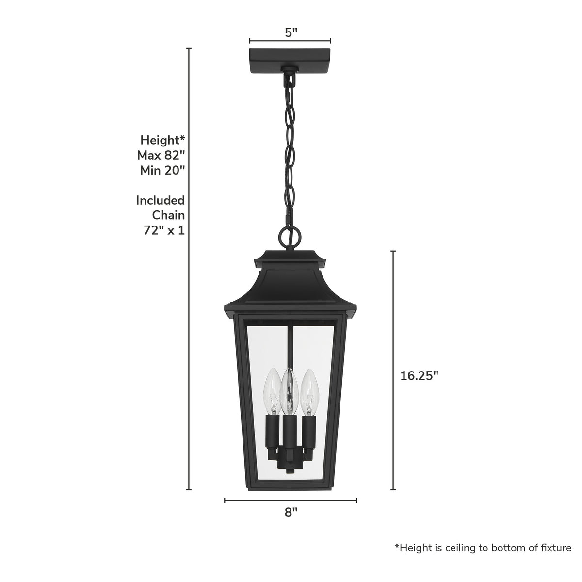 Spring Cove 17-inch 3-light Matte Black Outdoor Lantern Pendant Light with Clear Glass