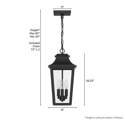 Spring Cove 17-inch 3-light Matte Black Outdoor Lantern Pendant Light with Clear Glass