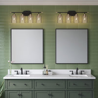 28.25'' Renitta Matte Black/Modern Gold 4 Light Bath Vanity