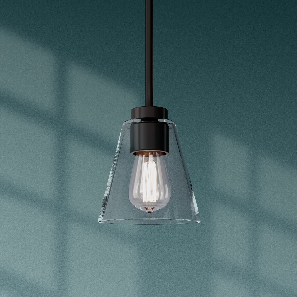 5.75-inch Strayhan Matte Black 1-Light Clear Glass Pendant Light