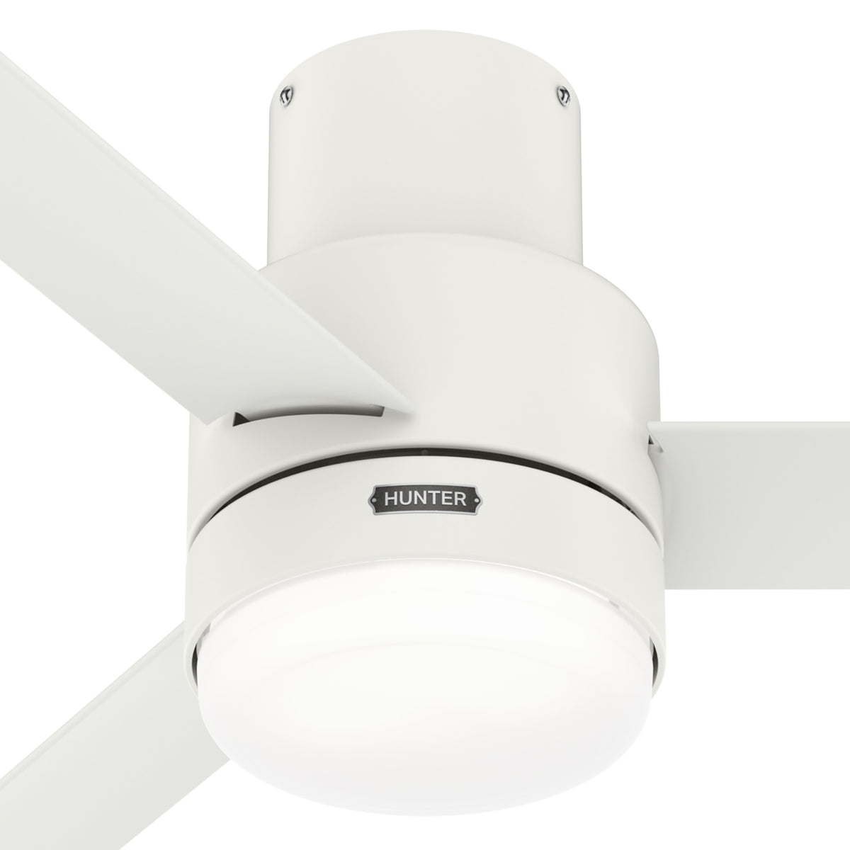52 inch Gilmour Matte White Low Profile Damp Rated Ceiling Fan with LED Light Kit and Handheld Remote