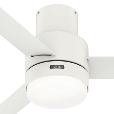 52 inch Gilmour Matte White Low Profile Damp Rated Ceiling Fan with LED Light Kit and Handheld Remote